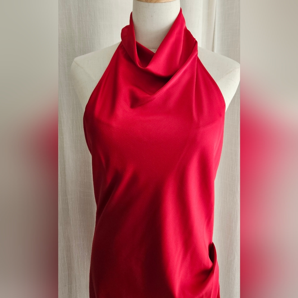 Gianni Bini Peyton Satin Mini Sheath Dress: Color- Cherry - Picture 2 of 12